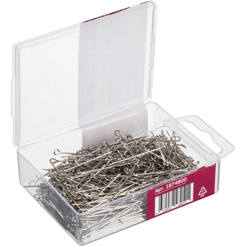 Булавки унив. с гол.петель. ник. Attache, 30 мм, 500 штук, в пласт кор