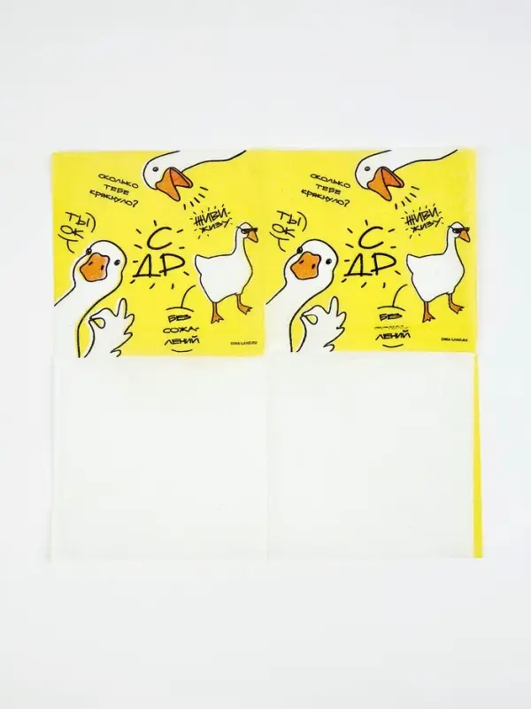 Салфетки бумажные однослойные «Гуси», 24х24 см, 50 шт Салфетки бумажные однослойные «Гуси», 24х24 см, 50 шт