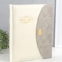 Фотоальбом на 400 фото 10х15 см "Стиль" кожзам, бело-серый 5х28х34 см