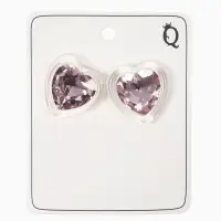 Серьги "Кристалл" сердце, цвет прозрачно-розовый