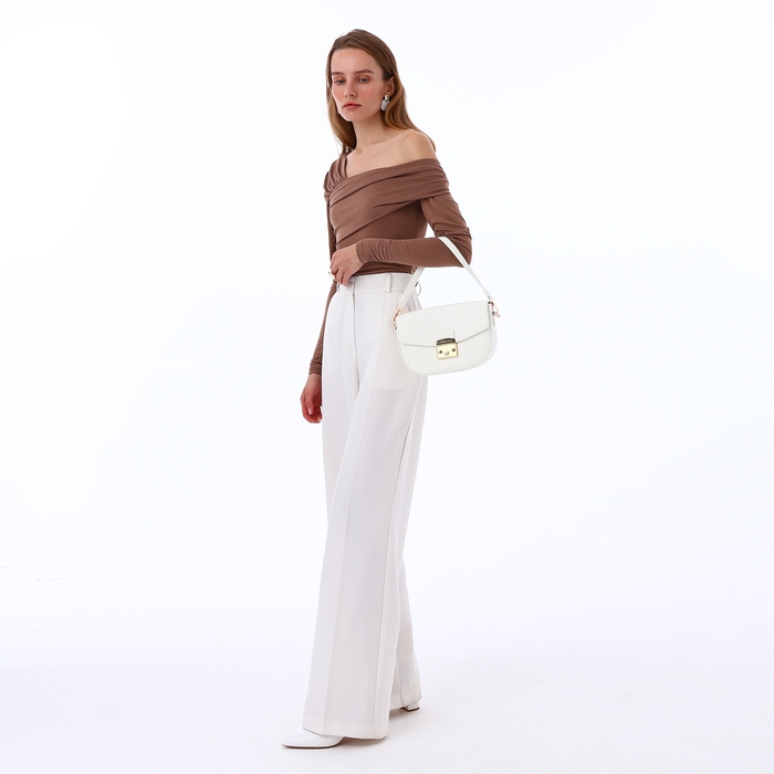 Сумка женская на клапане, TEXTURA, маленький размер, цвет белый Сумка женская на клапане, TEXTURA, маленький размер, цвет белый