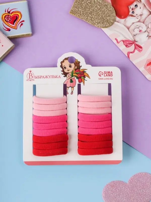 Резинки для волос «Аделия», набор 18 шт., нежность, 3 см, розовые Резинки для волос «Аделия», набор 18 шт., нежность, 3 см, розовые