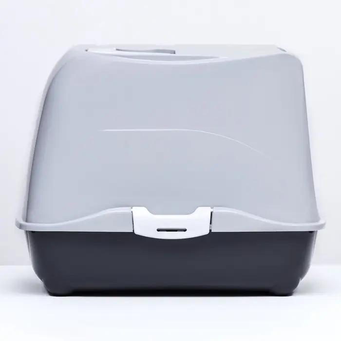 Туалет-домик для кошек закрытый с дверцей 43&times;32&times;33 см, серый