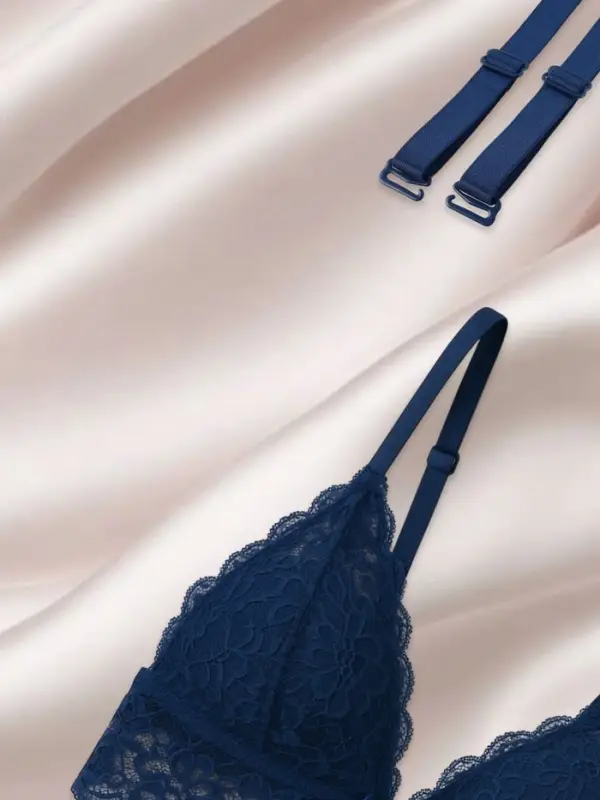 Лямки для бюстгальтера, текстильные, 1.5 см, 37 см, пара, тёмно-синие