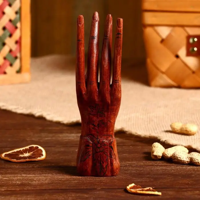 Подставка для колец дерево Подставка для колец дерево "Рука роспись" 20 см