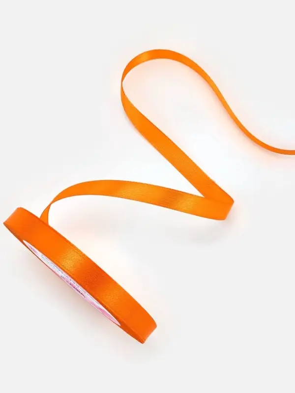 Лента атласная, 10 мм, 23±1 м, ярко-оранжевая №25 Лента атласная, 10 мм, 23±1 м, ярко-оранжевая №25