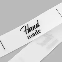 Нашивки на ленте Hand made, 5&times;1.5 см, белые, чёрные