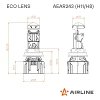 Лампа светодиод. H11/H8 ECO LENS, 45Вт, 5700Лм (2850Лм x 2), 6500К, 12/24В, кмпл. 2 шт.