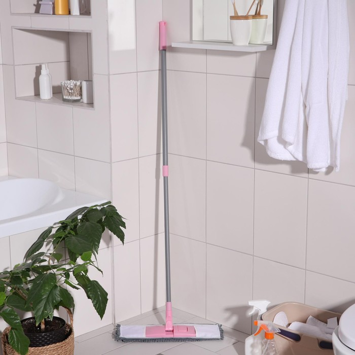 Швабра для мытья пола плоская с телескопической ручкой Raccoon «Букля», 41×12×90(120) см, микрофибра Швабра для мытья пола плоская с телескопической ручкой Raccoon «Букля», 41×12×90(120) см, микрофибра