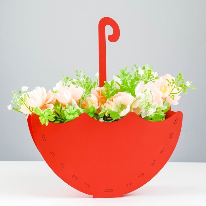 Кашпо деревянное  Кашпо деревянное "Зонтик" 15х26,6х8,7 см красный