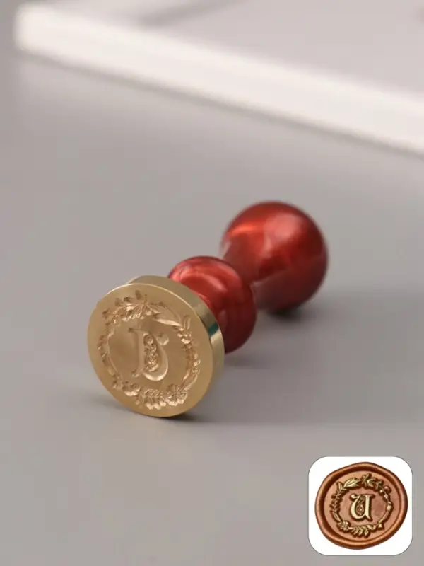 Печать для сургуча с пластиковой ручкой &laquo;Венок с буквой U&raquo;, 2.5&times;2.5&times;6.3 см
