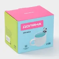 Кружка Доляна &laquo;Пандочка&raquo;, 400 мл, керамика, с фигуркой, белая, бирюзовая