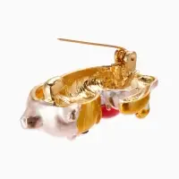 Брошь &laquo;Котёнок&raquo; с клубочком, цветная в золоте