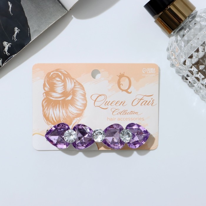 Заколка-автомат для волос Заколка-автомат для волос "Грани" сердечки, 8 см, микс