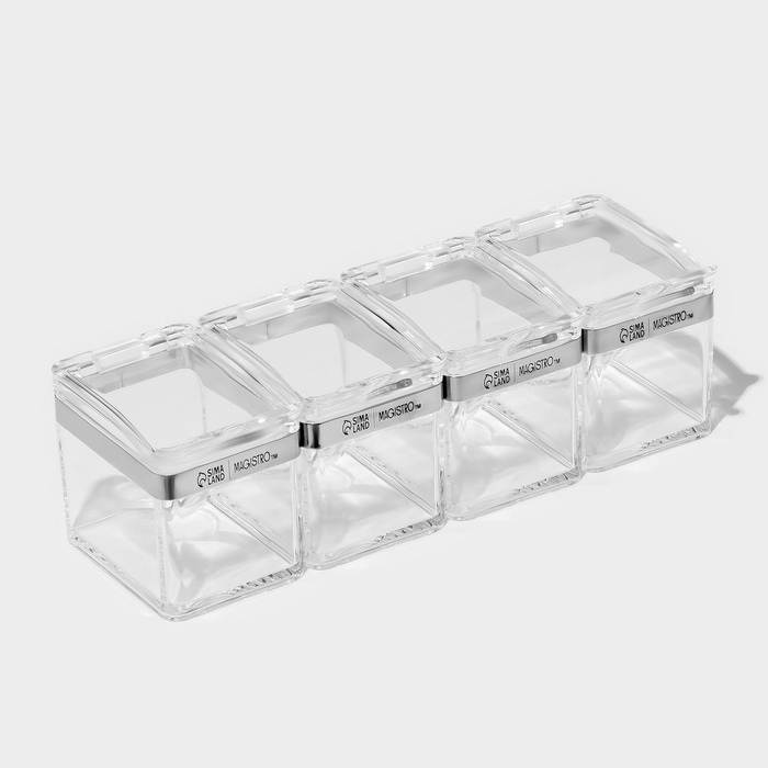 Набор для специй Набор для специй "Glace" 4 контейнера по 200 мл, 4 ложечки в комплекте