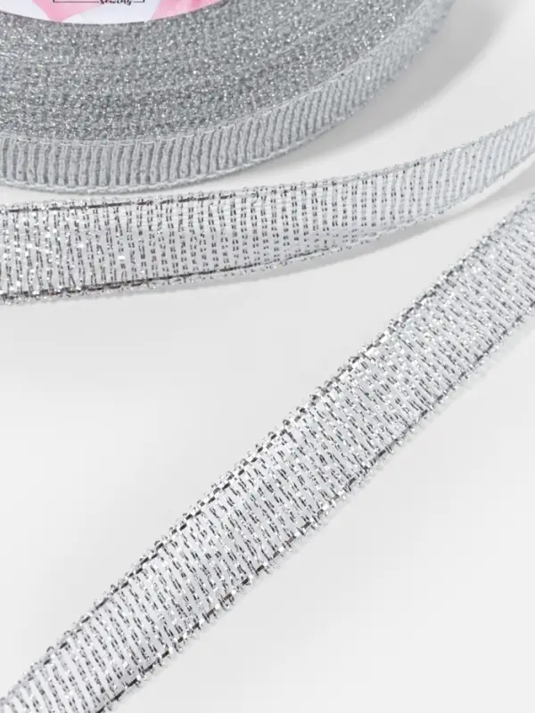 Лента парчовая, 10 мм, 23&plusmn;1 м, цвет серебряный