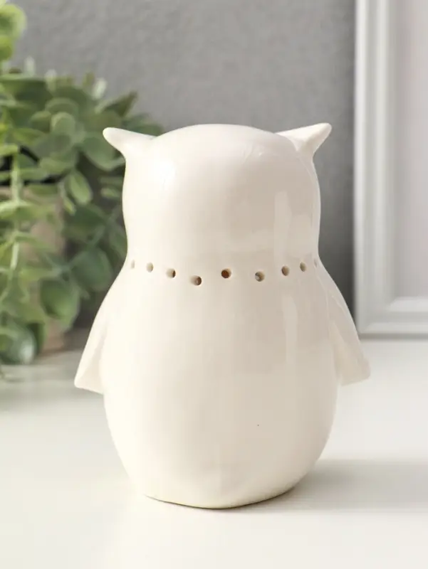 Сувенир керамика свет "Филин в звёздочках" белый 10,5х8х12,5 см