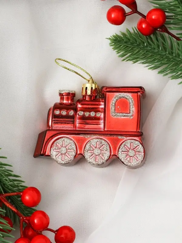 Набор украшений пластик 60 шт Набор украшений пластик 60 шт "Зима в подарках" красный