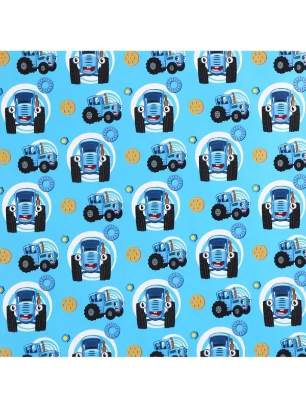 Упаковочная бумага, 70х100 см, Синий трактор