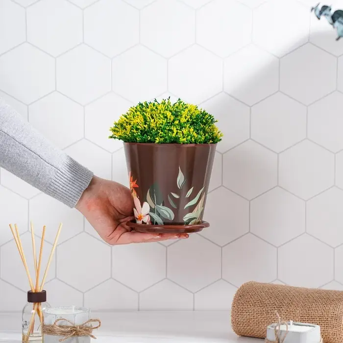 Горшок для цветов Доляна «Тропический лес», 800 мл, цвет коричневый Горшок для цветов Доляна «Тропический лес», 800 мл, цвет коричневый