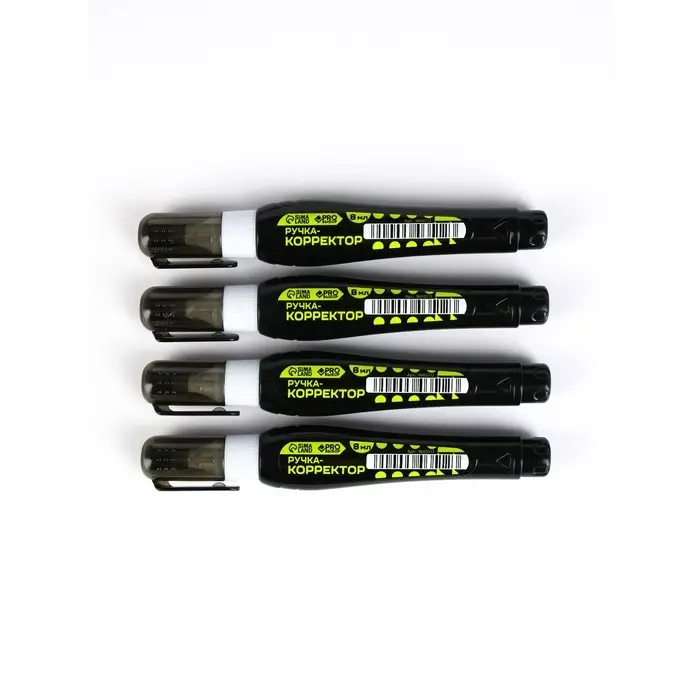 Ручка-корректор 8 мл, металлический наконечник PROвыбор "Черный неон", набор 4 шт
