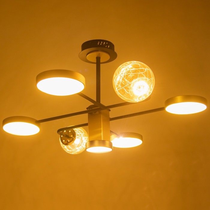 Люстра 1851/7 LED 72Вт 3000-6000К черно-золотой 79х77х43 см BayerLux