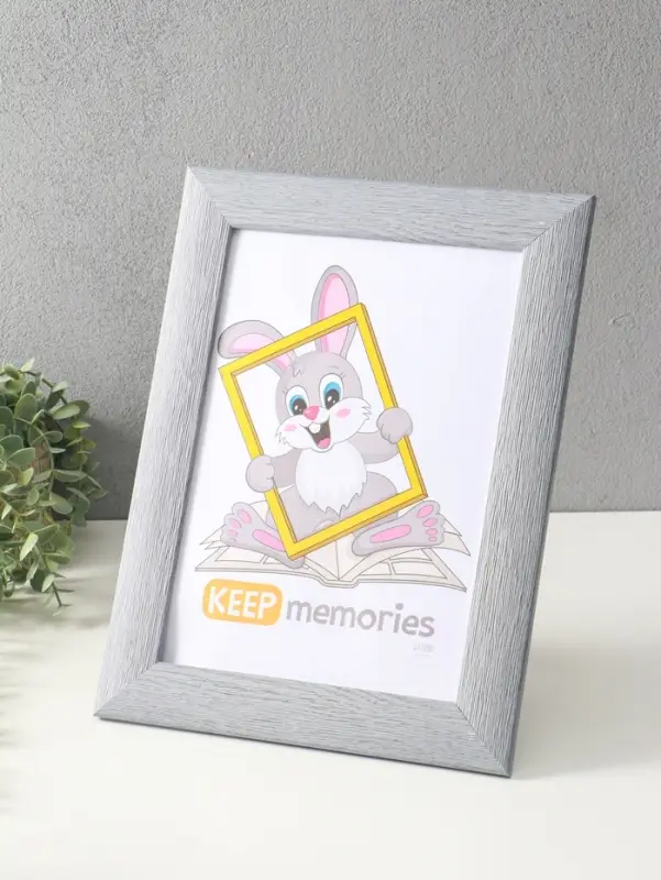 Фоторамка 21х30 см (с ножкой) "Luxe Elegance" пластик, серо-голубой, (пластик экран)