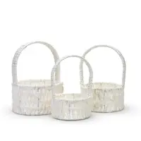 Набор корзин 3 шт пластик 20х20х11 17х17х9 14х14х7 см ручка h=10см белый круг