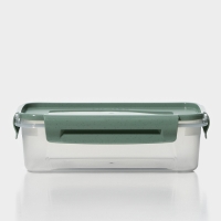 Контейнер пищевой Lock&Ok, 0,75 л, 18,6×12,2×5,5 см,прозрачный, крышка зеленая