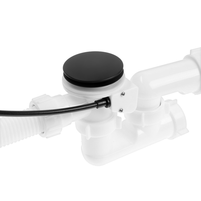 Сифон для ванны  Сифон для ванны "АНИ Пласт" EM321BL, 520 мм, регулируемый, полуавтомат, ручка металл, черный