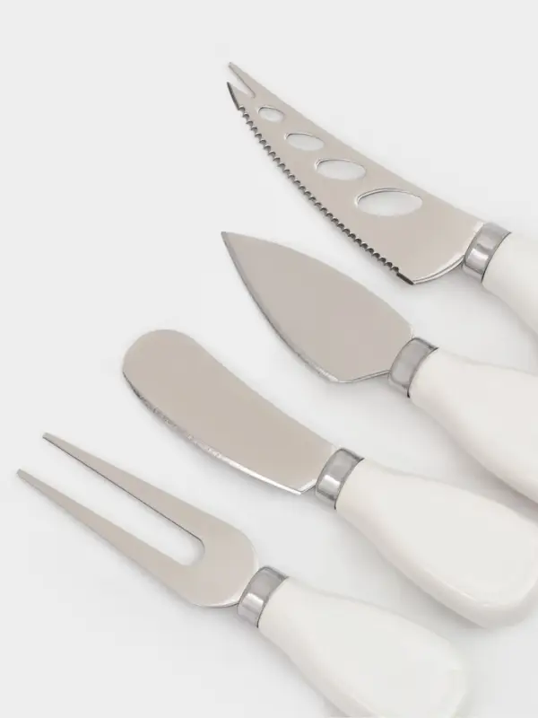 Ножи для сыра Magistro Celt, 4 предмета: нож 3 шт., вилка для сыра 1 шт., керамическая ручка, белые