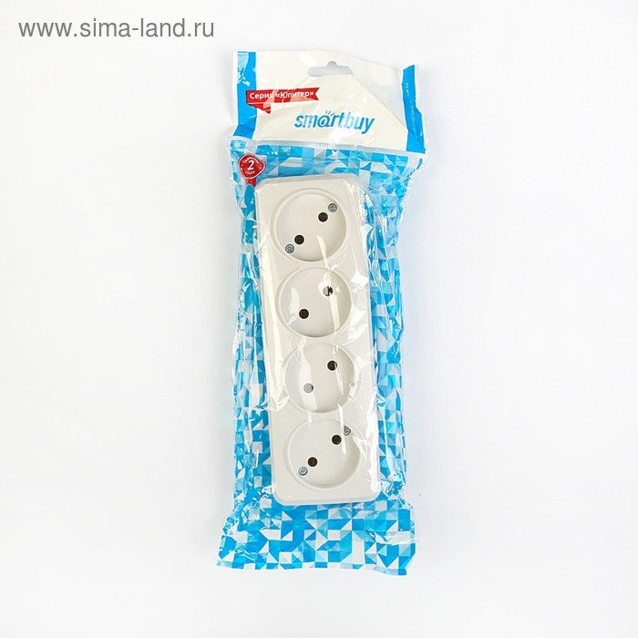 Розетка Smartbuy  Розетка Smartbuy "Юпитер", 10 А, четырехместная, открытая, без з/к, белая