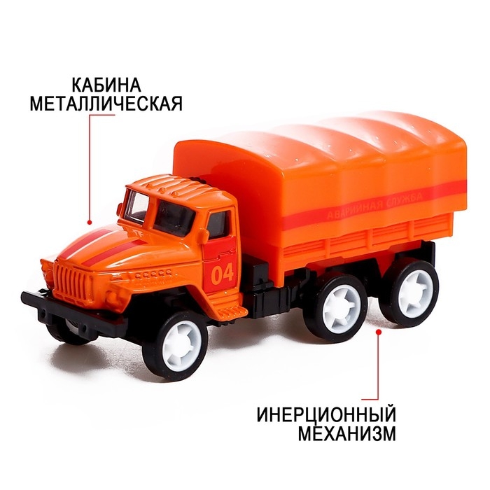 Грузовик металлический «УРАЛ», инерция, масштаб 1:64, МИКС Грузовик металлический «УРАЛ», инерция, масштаб 1:64, МИКС