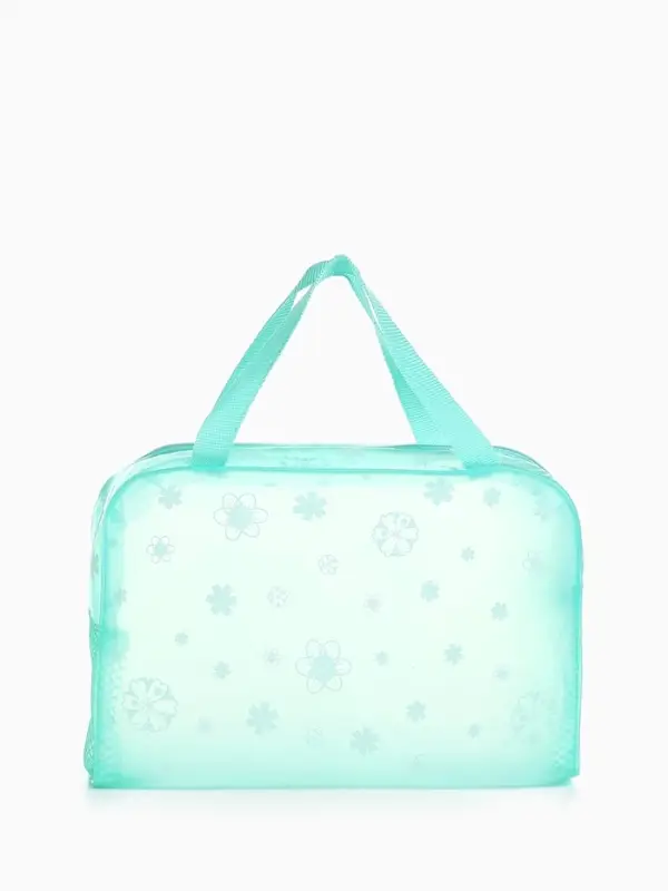 Косметичка - сумочка на молнии для бассейна, с ручками, с рисунком, зелёная