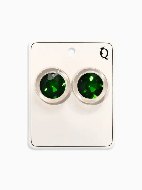 Серьги Серьги "Кристалл" круг, цвет прозрачно-зелёный