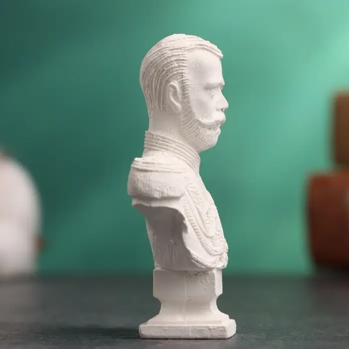 Бюст &laquo;Император Николай II&raquo;, фигурка гипс, белый, 4.5&times;2.5&times;6.5 см