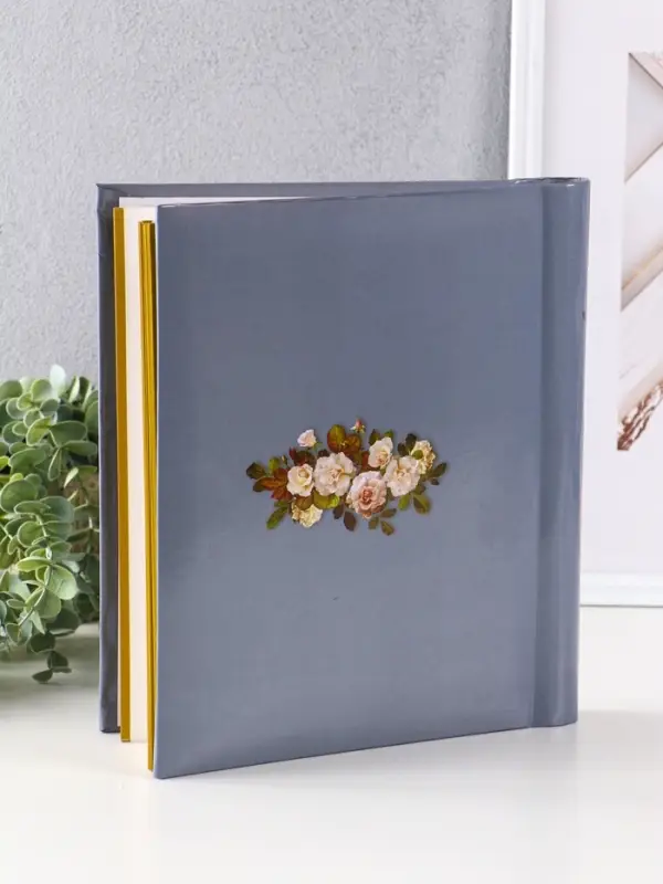 Фотоальбом 30 магнитных листов 23X28см, Фотоальбом 30 магнитных листов 23X28см, "Цветок на сером", пер-т внутр.спираль