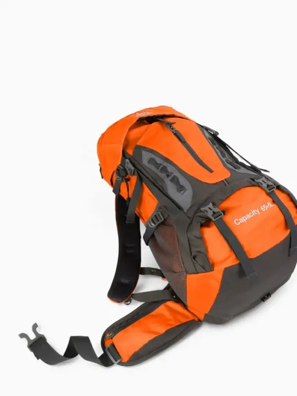 Рюкзак тур 65+5л, 30*20*53, отдел на шнурке, 5нар+2вн кармана, цвет оранжевый