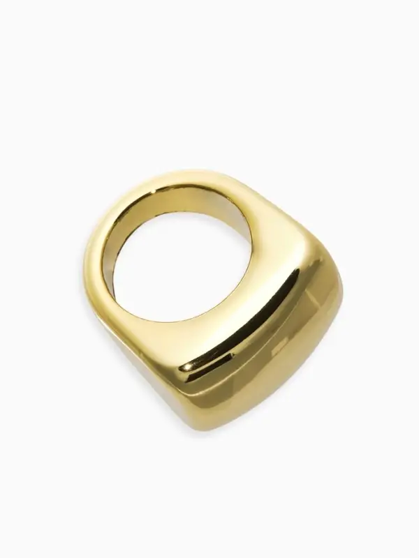 Кольцо пластик Кольцо пластик "Объемный квадрат", р-р 17, цвет золото