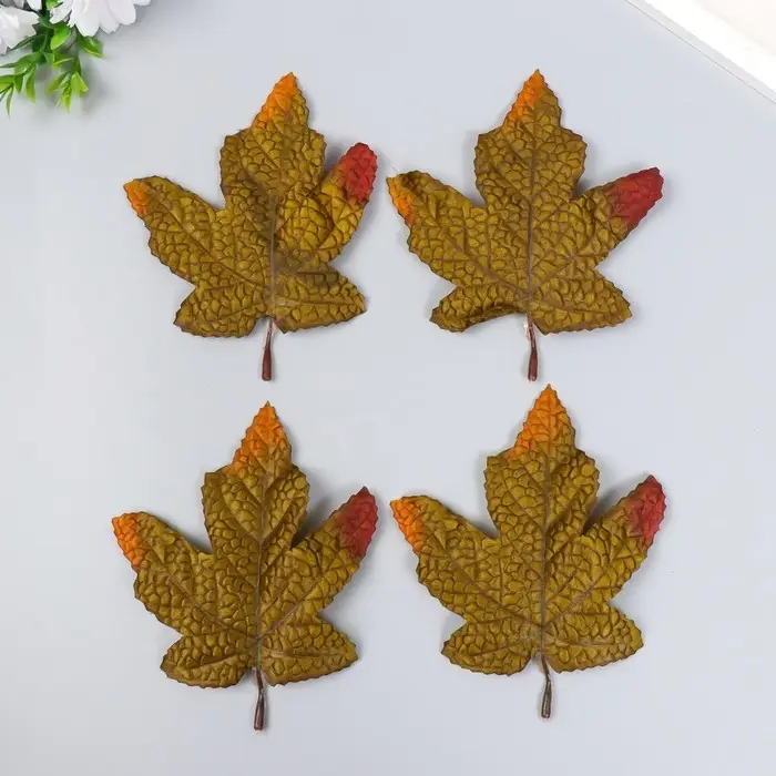 Декор для творчества "Кленовый лист" набор 4 шт зелёный 11,5х14 см