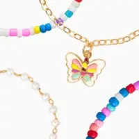 Набор детских браслетов 4 шт.  "Выбражулька" тренд, бисер, бабочка, цветные