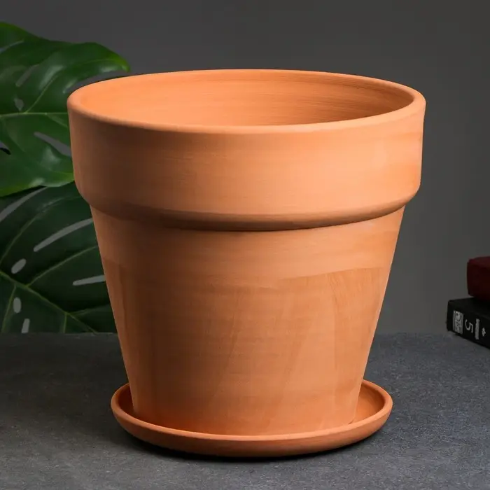 Горшок цветочный с поддоном 8 л, терракот керамика, (М)