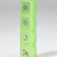 Таблетница, 9.7&times;2.7&times;1.7 см, 4 секции, зелёная