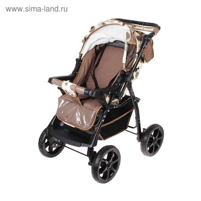 Коляска-трансформер «Гном», пластиковые колёса, оттенки бежевого, рисунок МИКС Коляска-трансформер «Гном», пластиковые колёса, оттенки бежевого, рисунок МИКС