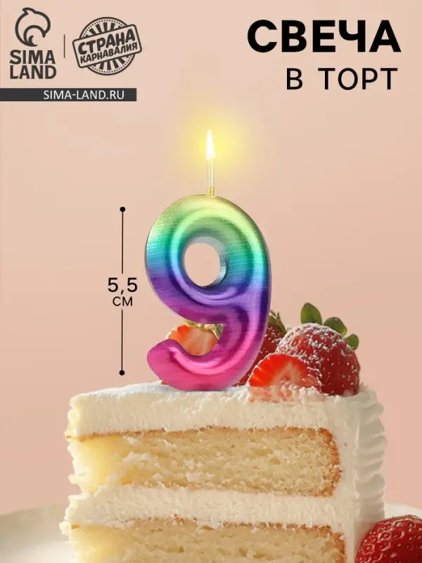 Свеча в торт «Цифра 9», 5.5 см Свеча в торт «Цифра 9», 5.5 см