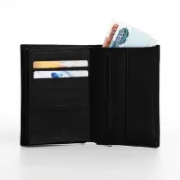 Портмоне мужское, без застёжки, 3 в 1, автодокументы, паспорт, чёрное