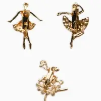 Броши "Балеринки" (набор 3шт), цвет микс в золоте