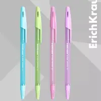 Ручка шариковая ErichKrause R=301 Spring Stick, узел 0.7 мм, синяя, МИКС