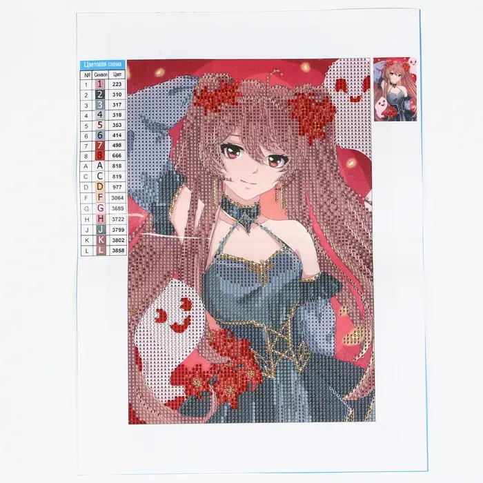 Алмазная мозаика с частичным заполнением на холсте &laquo;Красный цветок&raquo;, 20&times;30 см