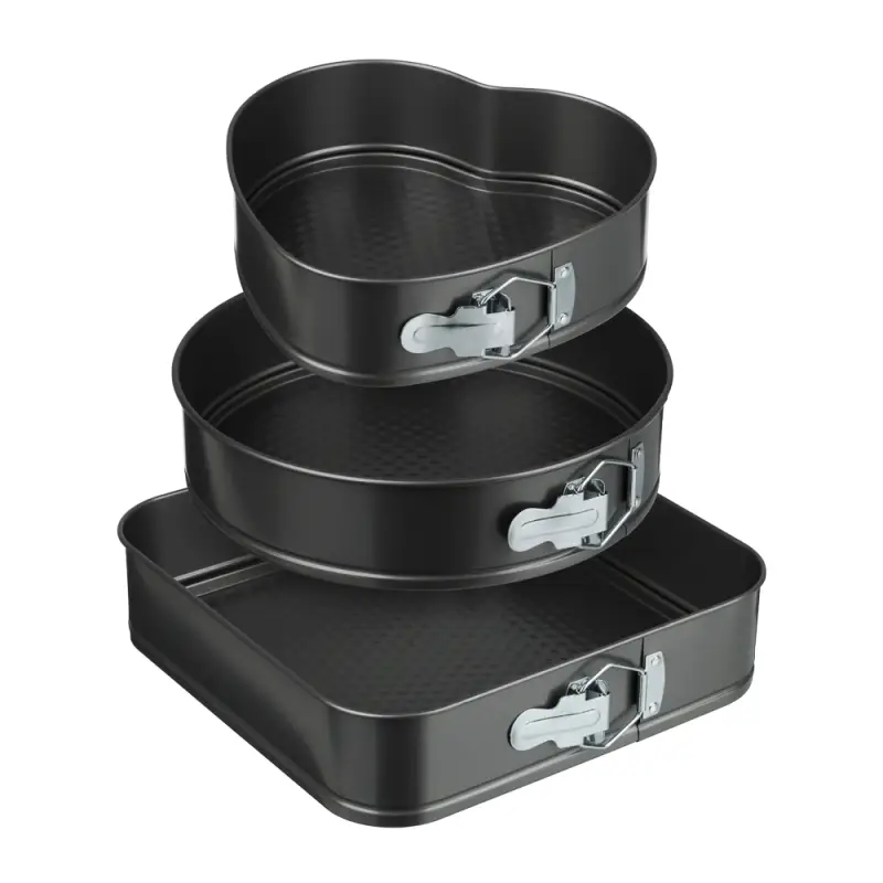 VETTA Набор форм разъемных для выпечки 3шт, с а/п покрытием, угл.сталь (квадратная, круглая, сердце)